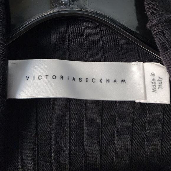 Victoria Beckham Polo Neck Top in Black Ribbed Knit Pullover Turtleneck Sweater - Picture 5 of 11